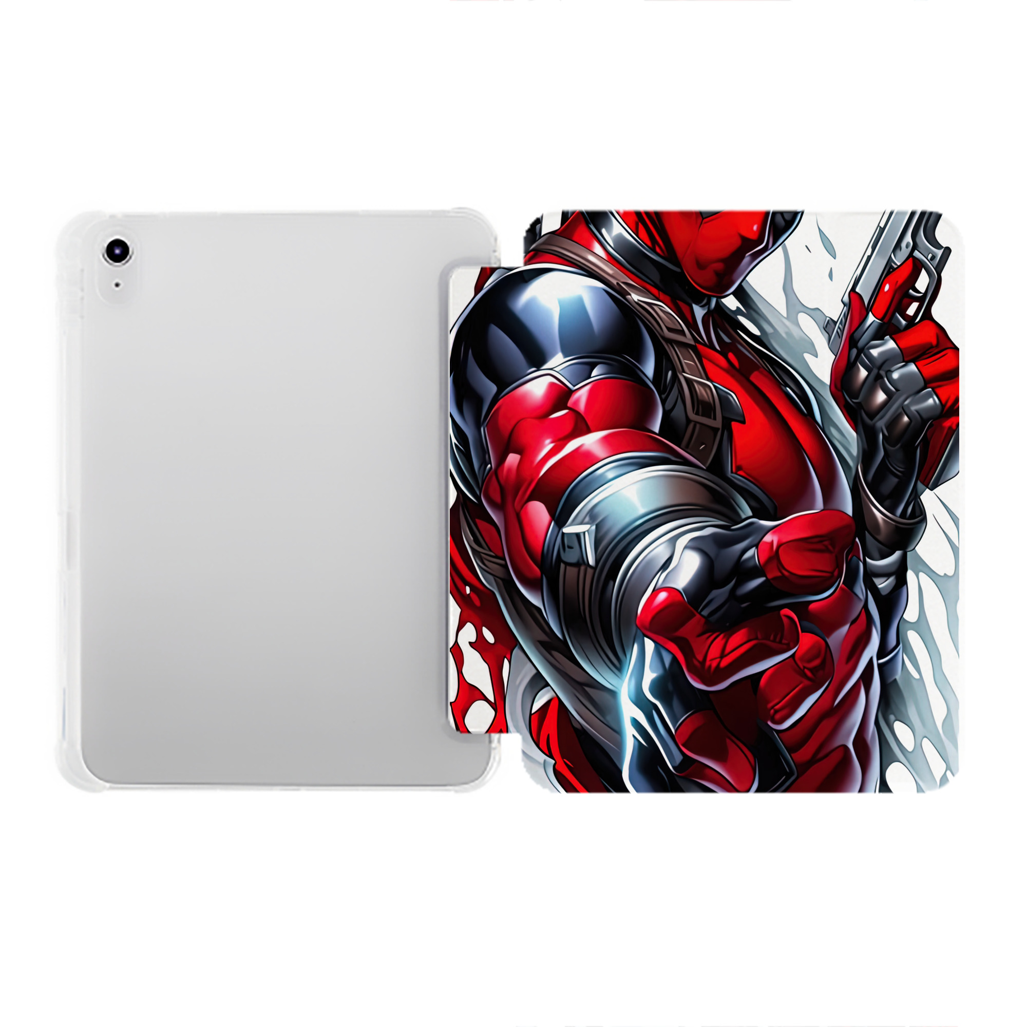 （画像用） Deadpool デッドプール IPad ケース ペン収納付き 三つ折りスタンド PUレザー×シリコン 対応機種9.5/10.5/10.9インチ